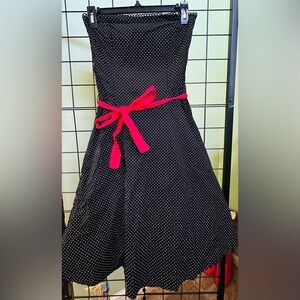 Polka Dot Junior’s Dress with Red Bow